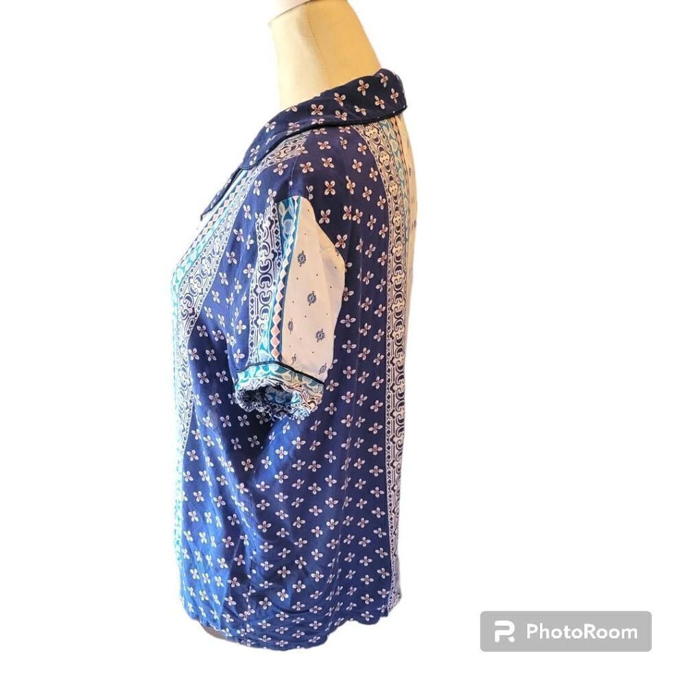 In Bloom Boho Short Sleeve Knit Top Size Large - Picture 4 of 6
